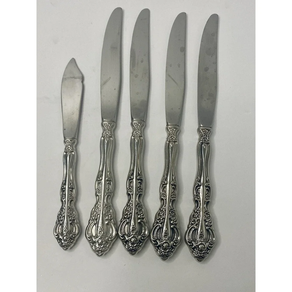 Michelangelo Oneida Heirloom Cube Glossy Stainless Dinner Knives & Butter Knife